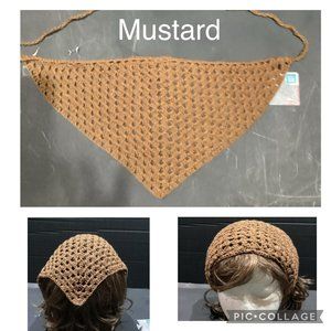 Kerchief Bandana Head Hair Hand Crocheted Boho Hippie